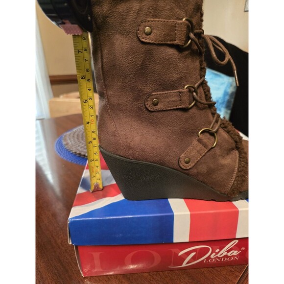 Diba London Boots Women 10 NEW Brown Wedge Lace-up - Picture 9 of 9